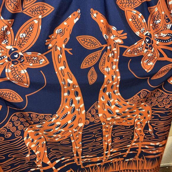 Rotita Giraffe Print Open Back Dress Women Size XL Blue/Orange - Picture 6 of 12